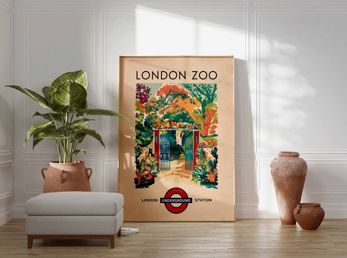 London Zoo Garden Gate Entrance Vintage Travel Underground Poster - Image 3