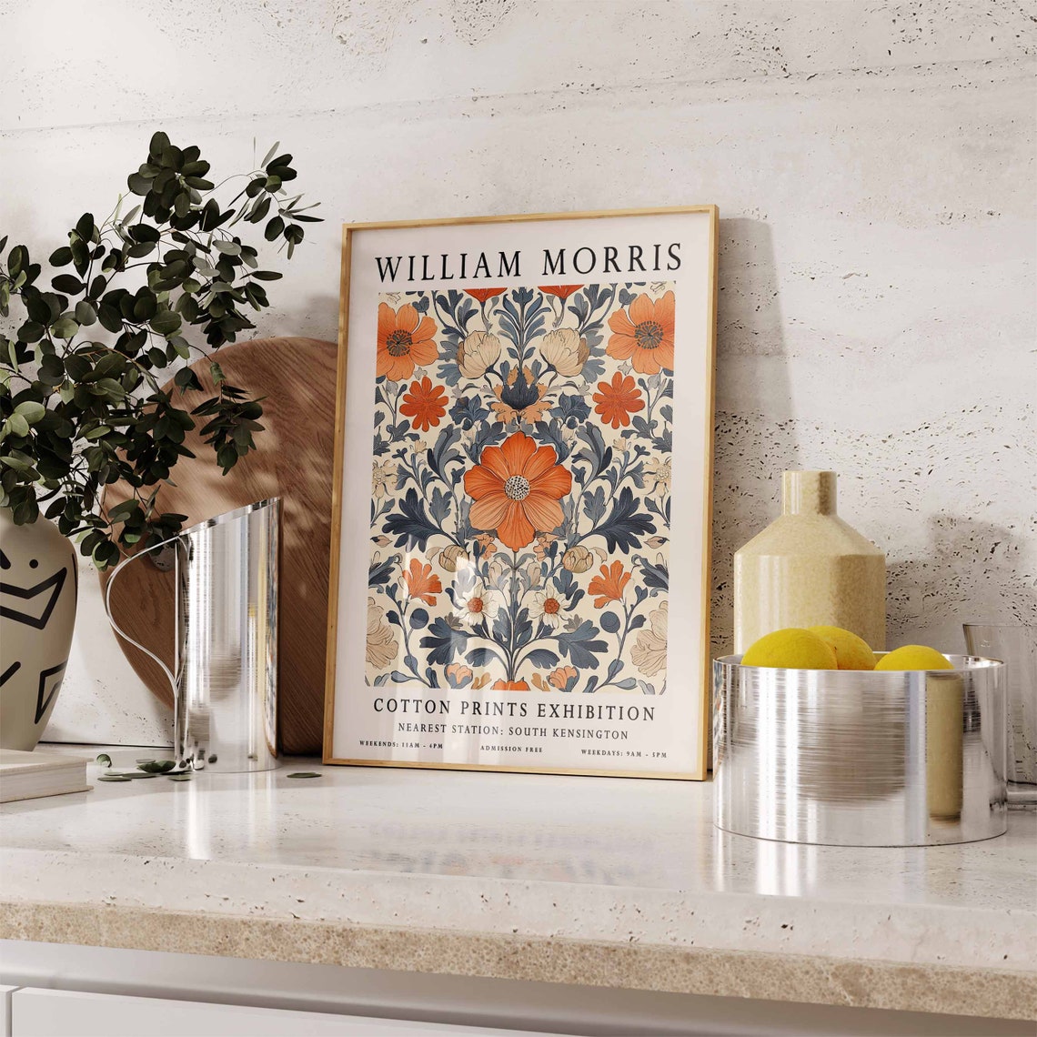William Morris Burnt Orange Poppy Pattern Botanical Art Poster - Image 3