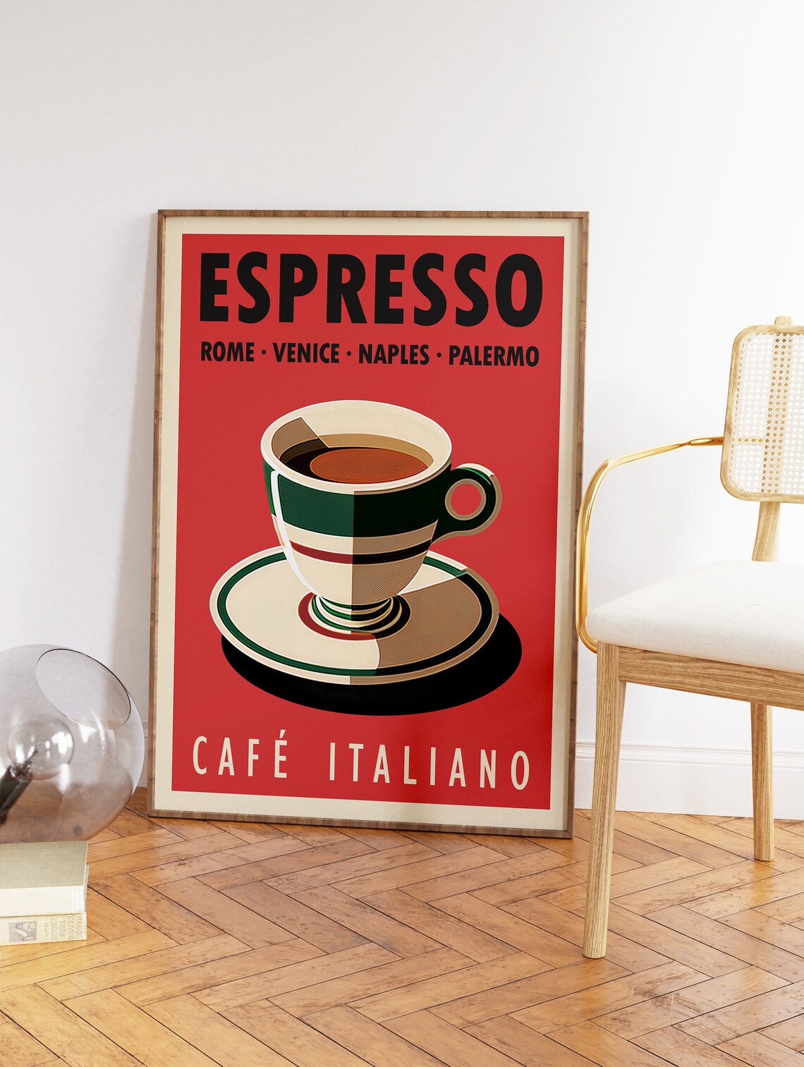 Espresso Coffee Italian Retro Kitchen Art Print - Image 2
