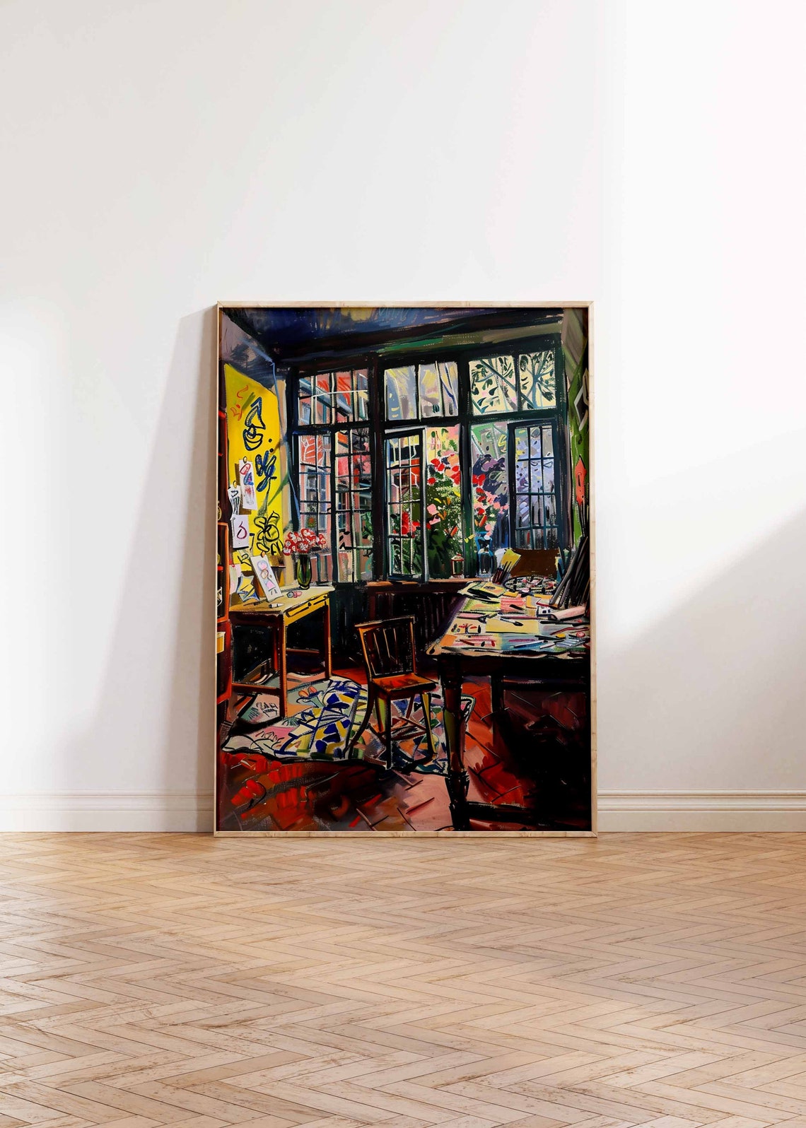 Garden Conservatory Artist Studio with Drawing Table Flowers Poster - Image 2