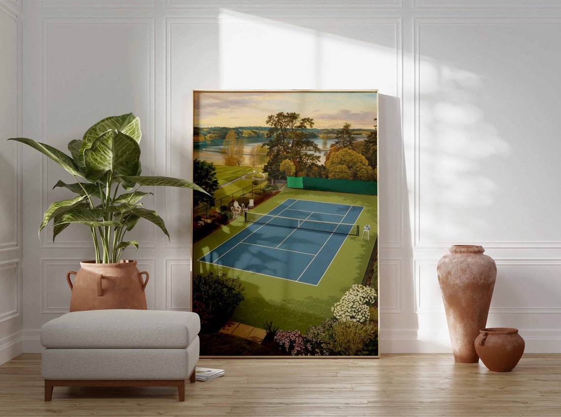 Tennis Poster Tennis Court Art Sports Wall Art Tennis Gift Botanical Print Floral Art Tennis Decor Sport Poster Wall Art Poster - Image 2