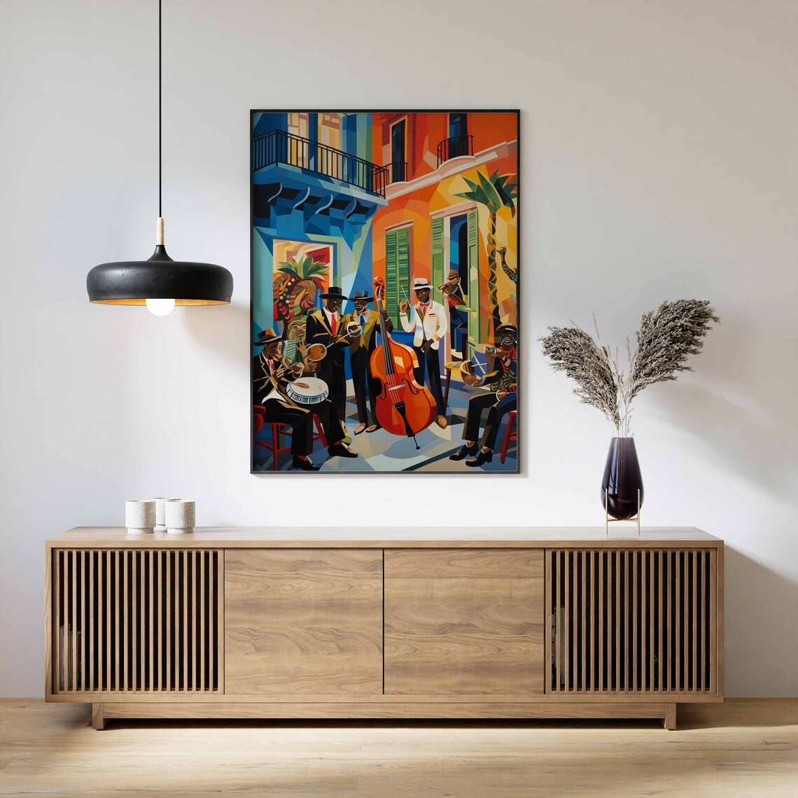 Vibrant Street Jazz Band Colorful Musicians Illustration Poster - Image 2