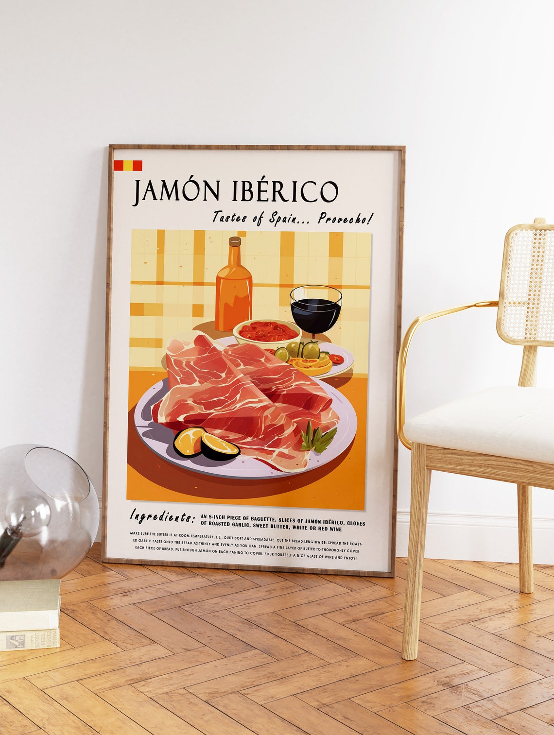 Jamon Iberico Spanish Food Print Tapas Recipe Rustic Kitchen Decor - Image 2