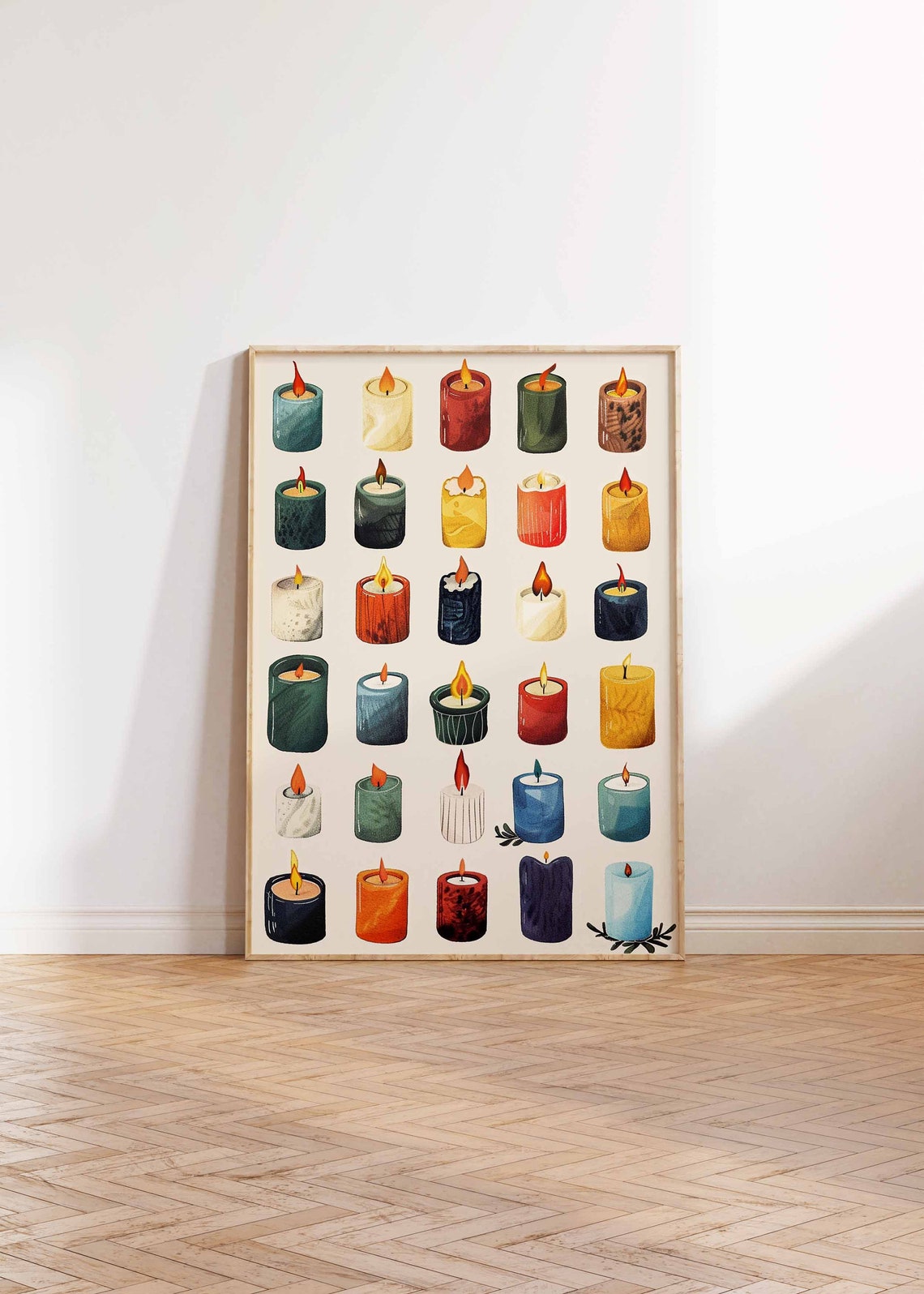 Painterly Votive Candle Collection Colorful Home Poster Cozy Decor - Image 2