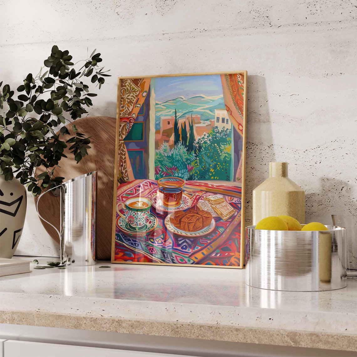 Latte Art Coffee Tea Sweet Pastries Garden Window View Art Poster - Image 2
