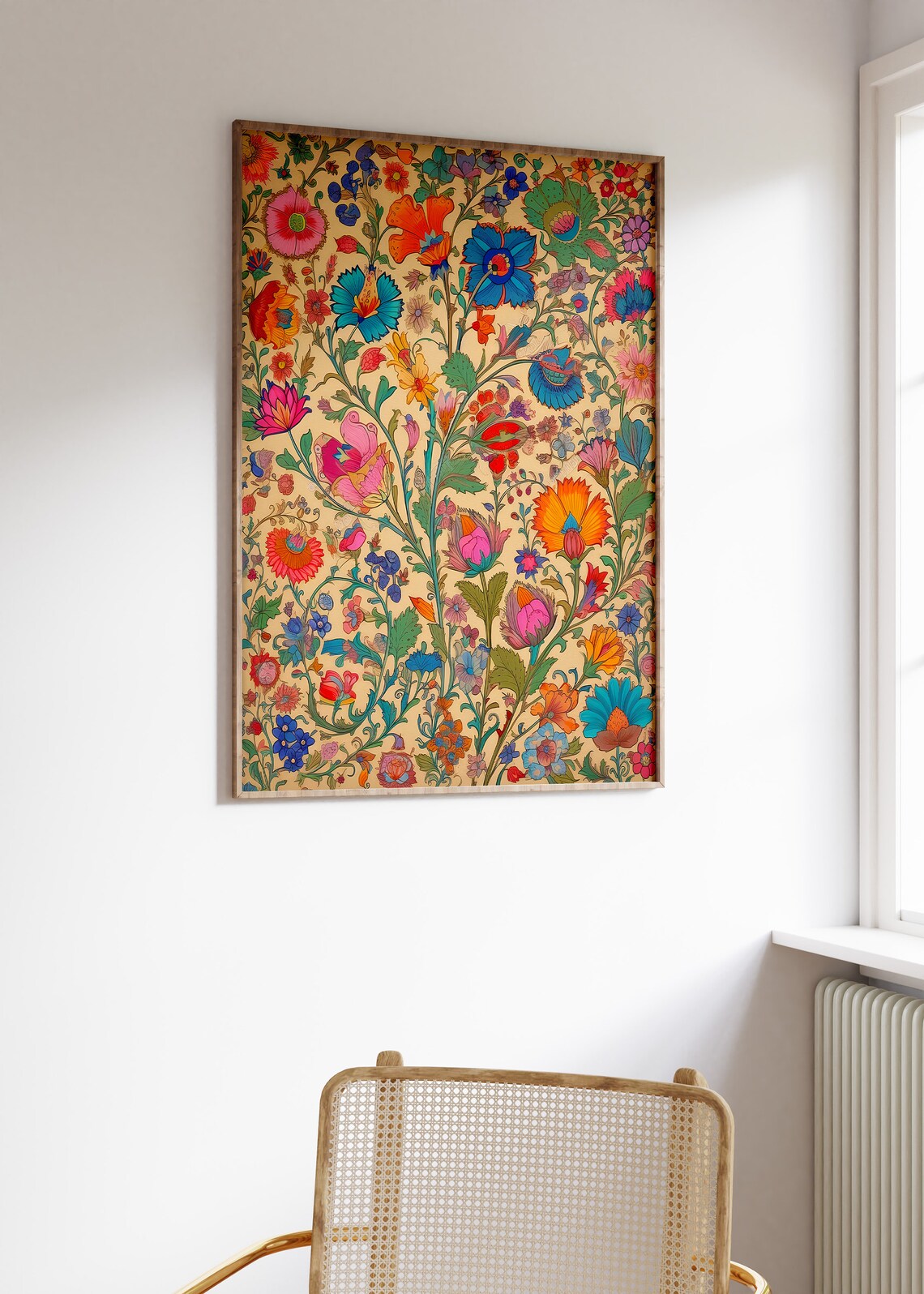 Indian Floral Print, Traditional Floral Decor Poster - Image 3
