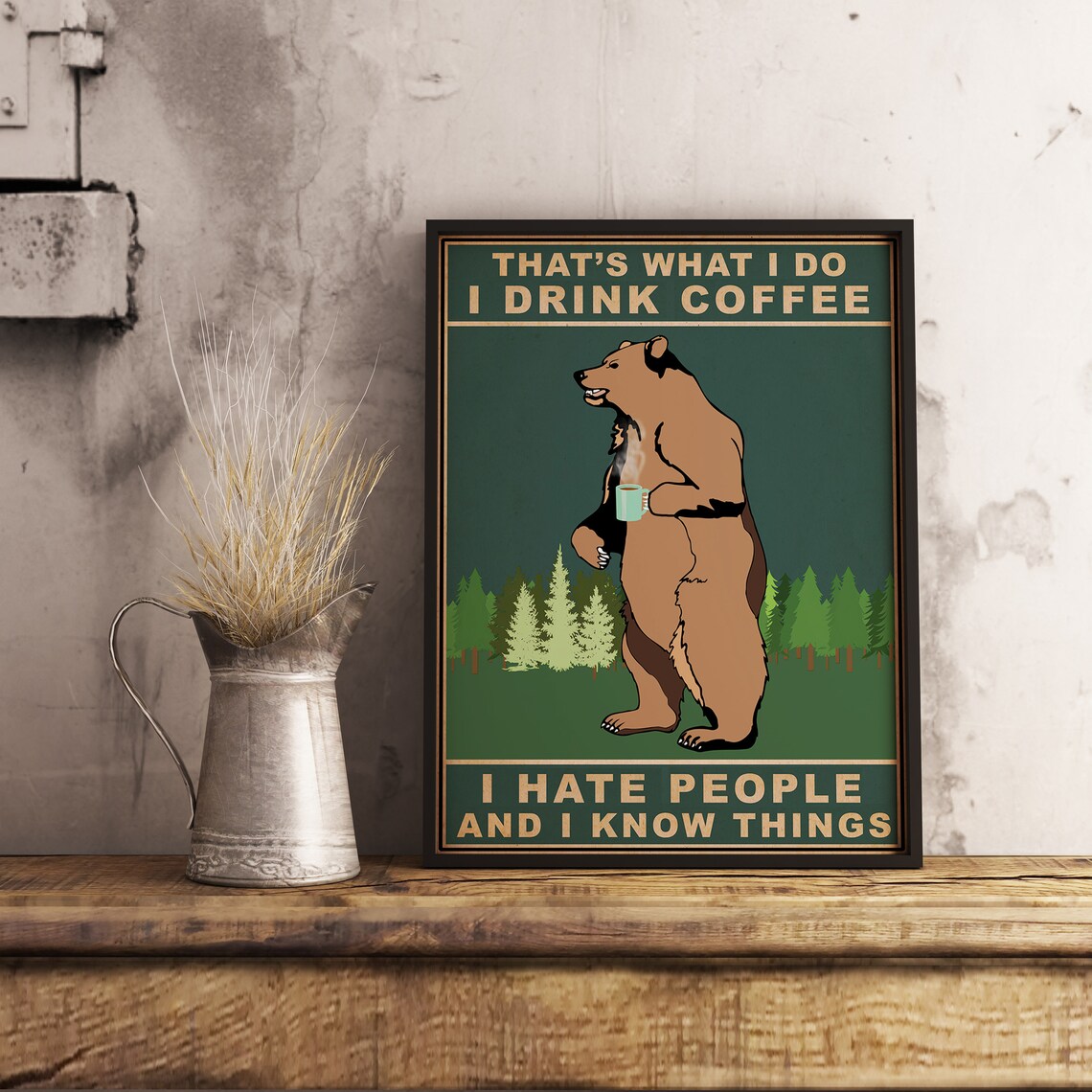Coffee Bear Kitchen Comedy Animal Art Print - Image 3