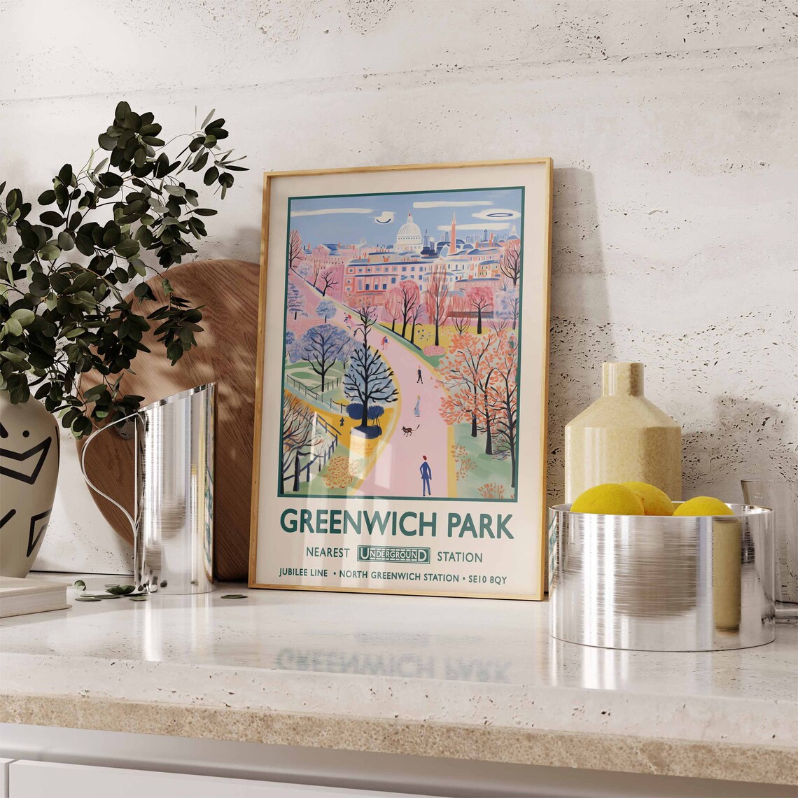 Greenwich Park London Vintage Floral Art Print - Image 2