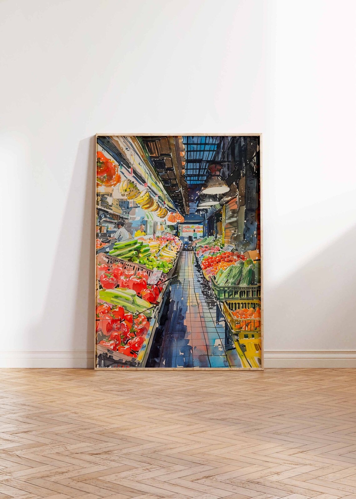 Watercolor Farmers Market Produce Aisle Art Print for Kitchen - Image 2