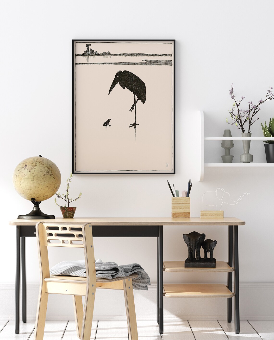Matsumoto Hoji Frog and Bird Vintage Art Print - Image 2