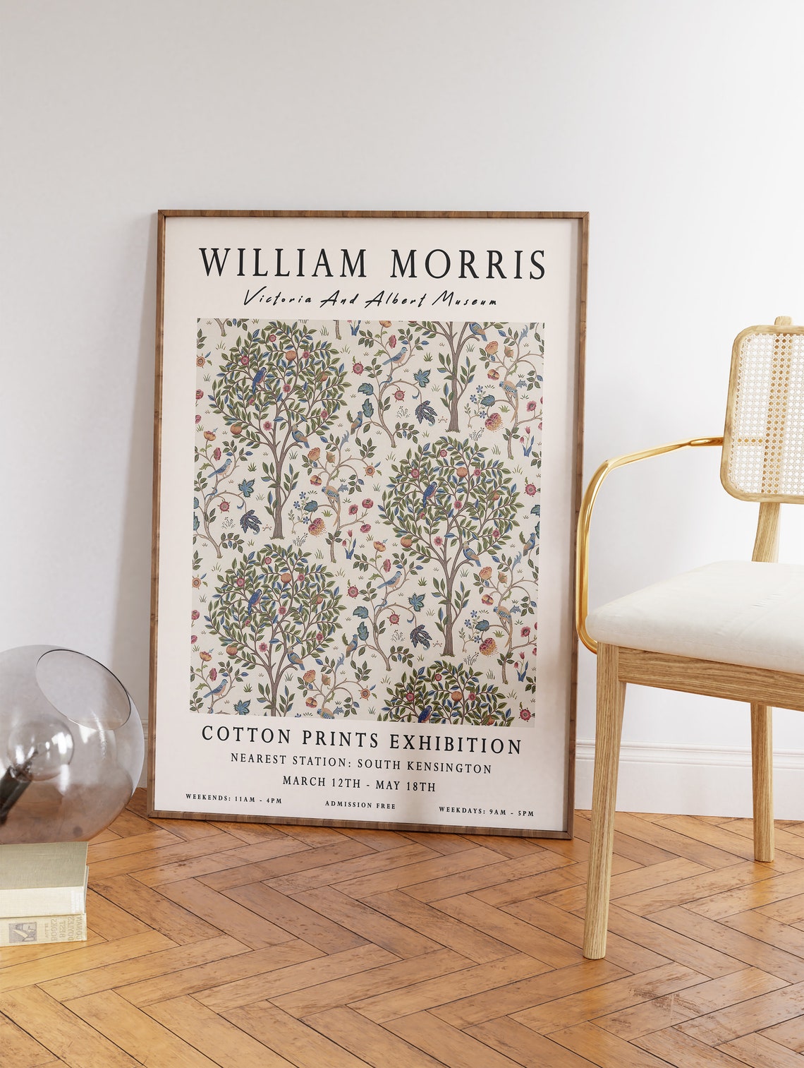 William Morris Cotton Pattern V and A Museum Exhibition Art Poster - Image 2