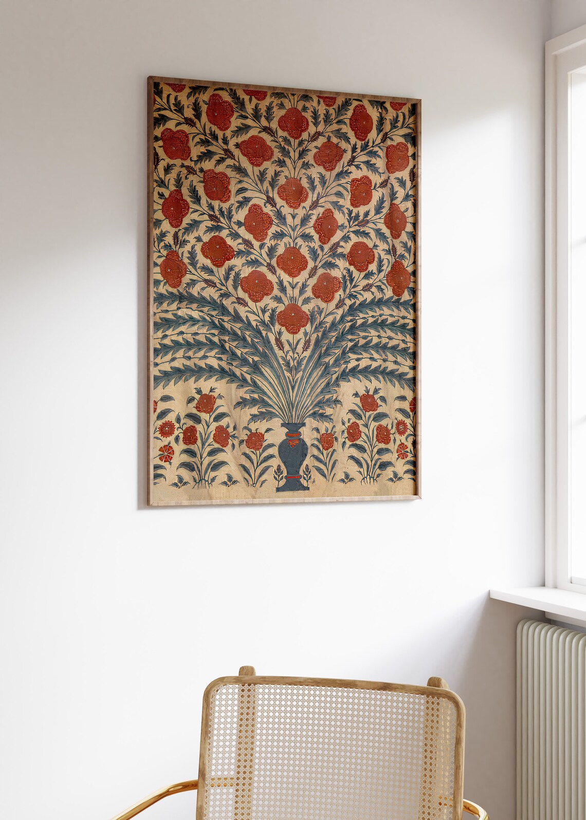 Indian Floral Exhibition Art Red Poppies Textile Pattern Poster - Image 2