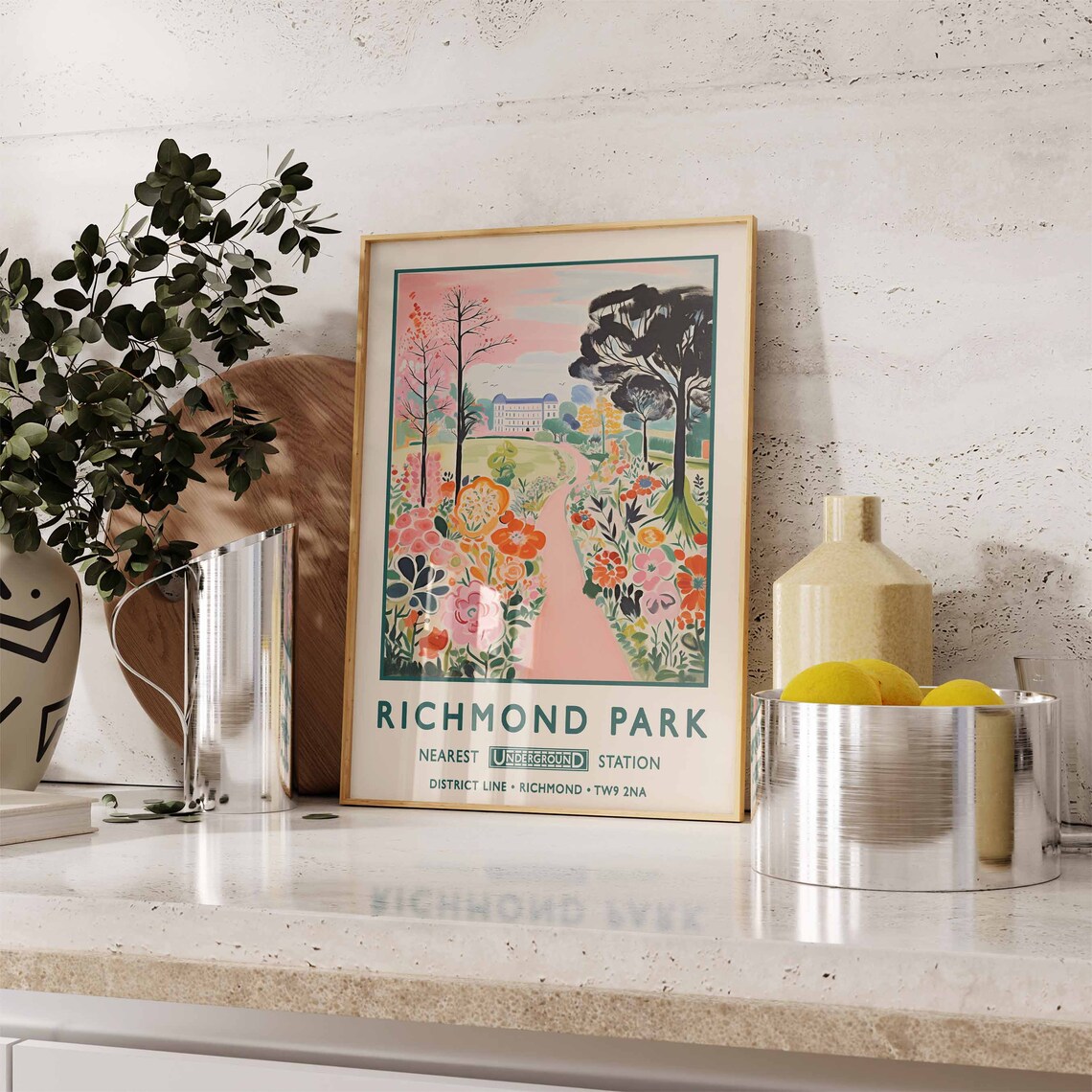 Richmond Park London Vintage Floral Travel Poster District Line Art - Image 2