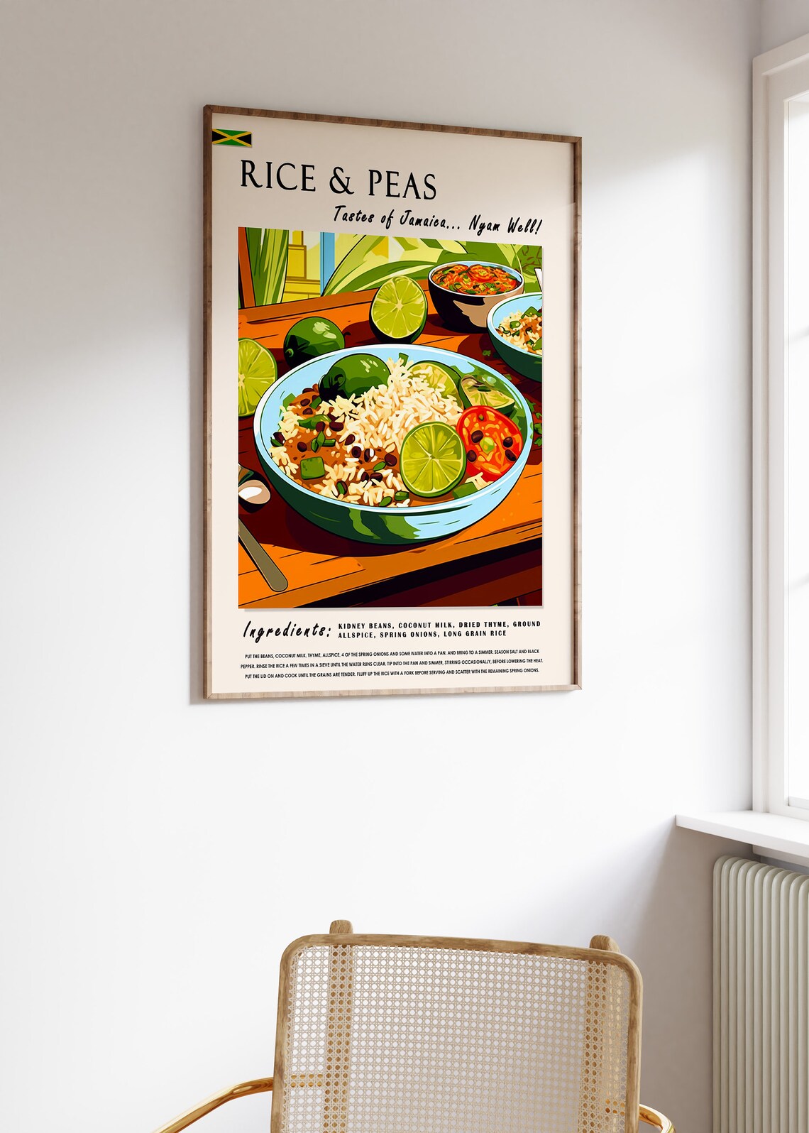Rice And Peas Jamaican Food Art Print, Kitchen Decor - Image 3