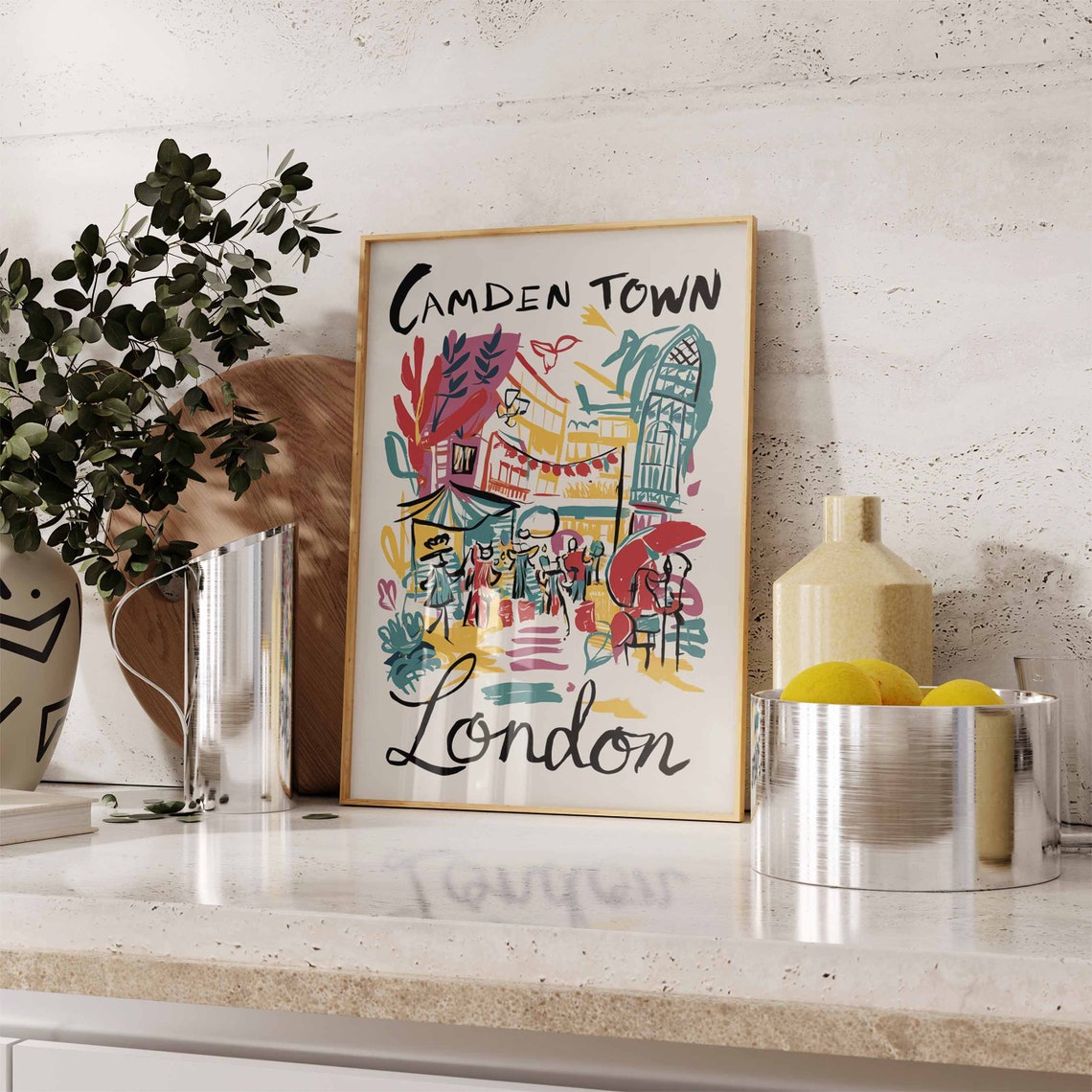 Camden Town Poster London Print London Art London Poster London Travel Print William Morris Print Retro London Art - Image 2