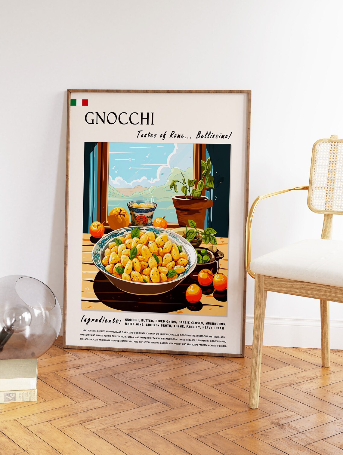 Gnocchi Italian Recipe Kitchen Poster Tastes of Rome Food Art - Image 2