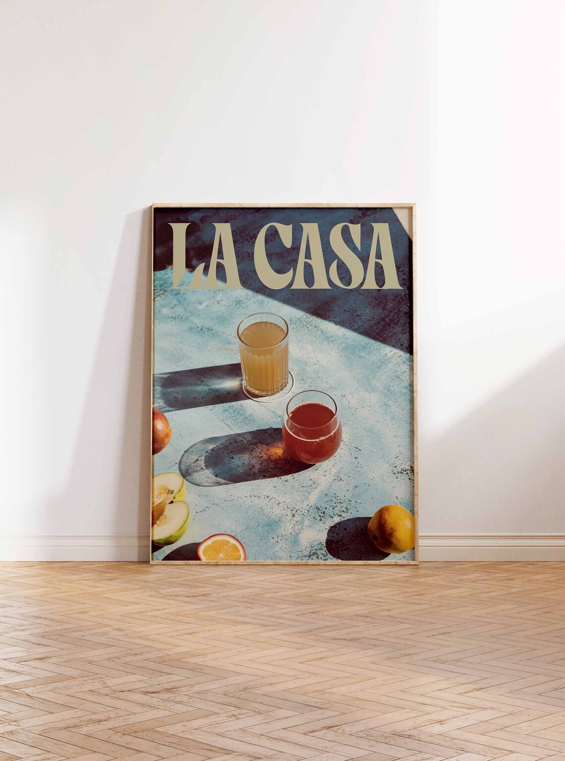 La Casa Retro Teal Tabletop Citrus Juice Moody Summer Art Print - Image 2