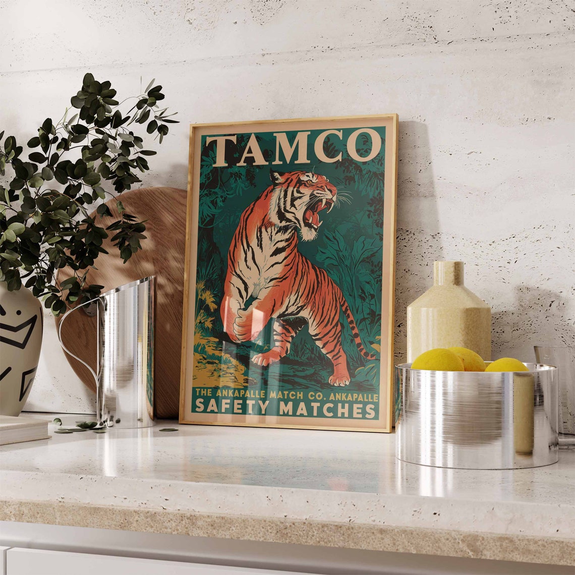 Tamco Tiger Safety Matches Retro Indian Label Artwork Poster - Image 2
