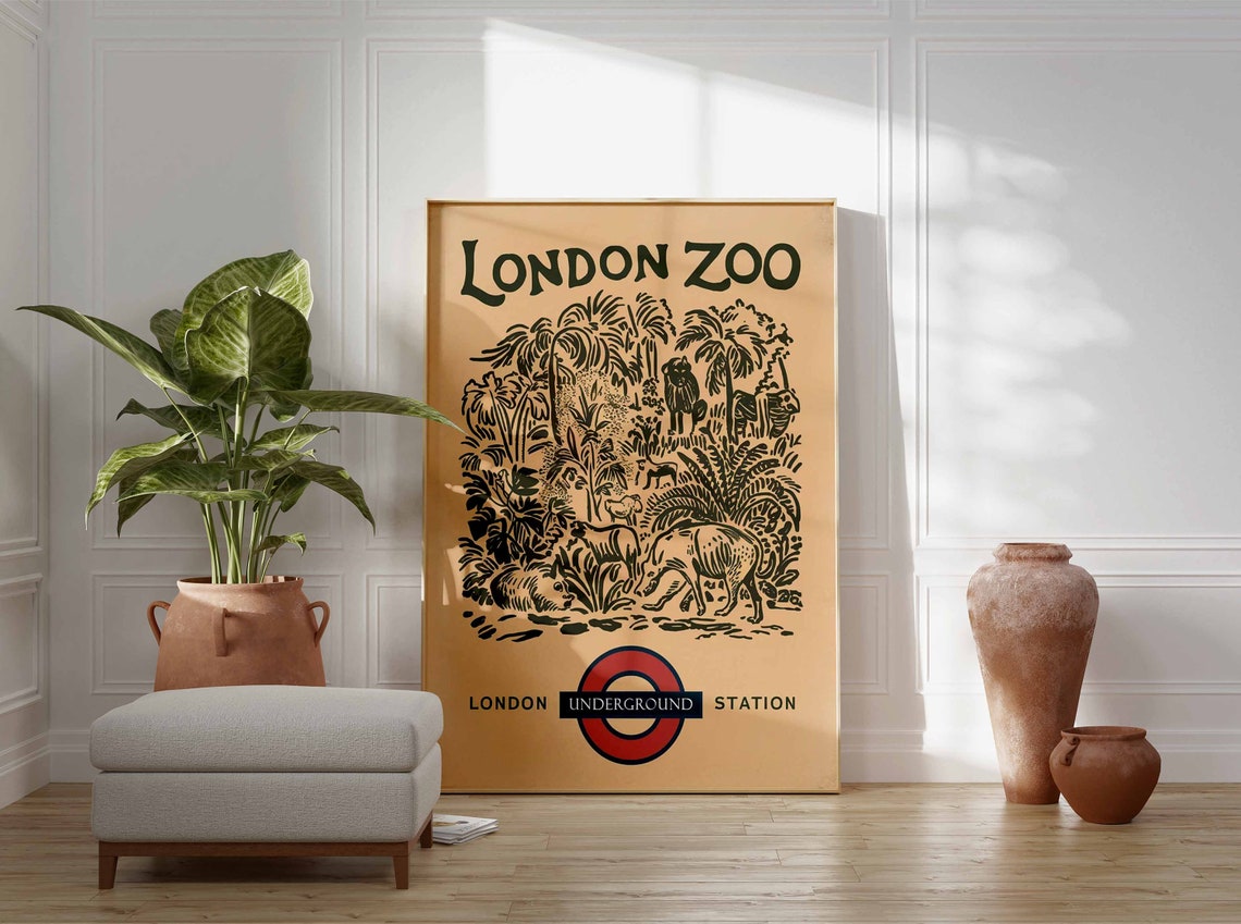 London Zoo Underground Station Vintage Safari Art Poster Collection - Image 3