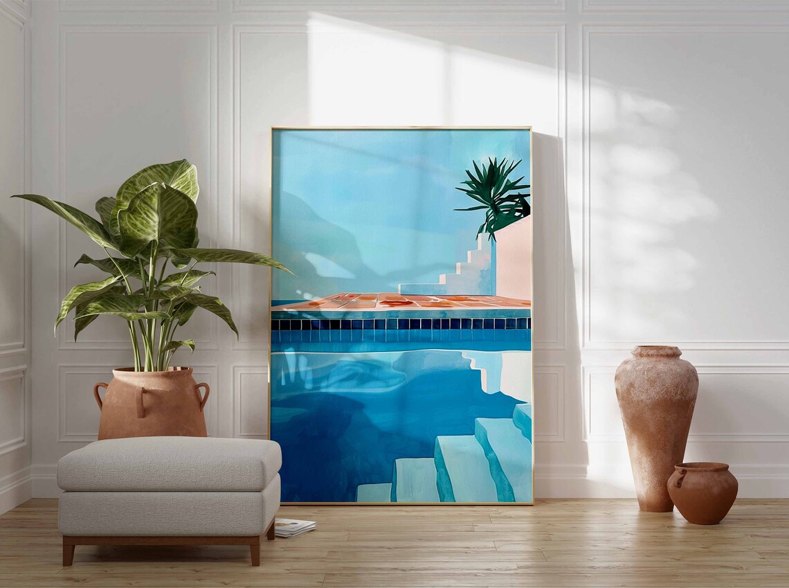 Swimming Pool Art Print, Summer Water Art - Image 2