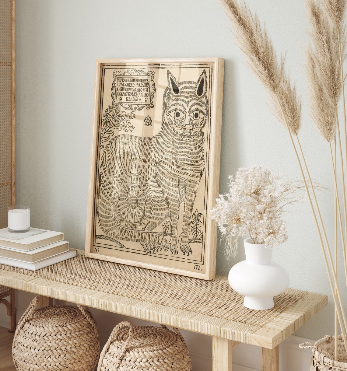 Cat Line Art Sketch Art Print - Image 3