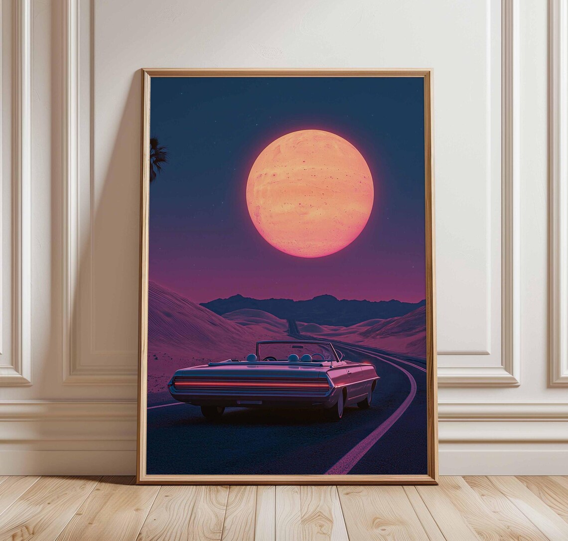 Retro Scifi Poster, Surreal Cosmic Decor