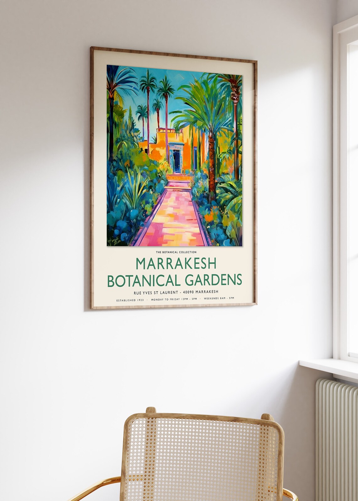 Marrakesh Botanical Gardens Morocco Palm Grove Colorful Travel Poster - Image 3