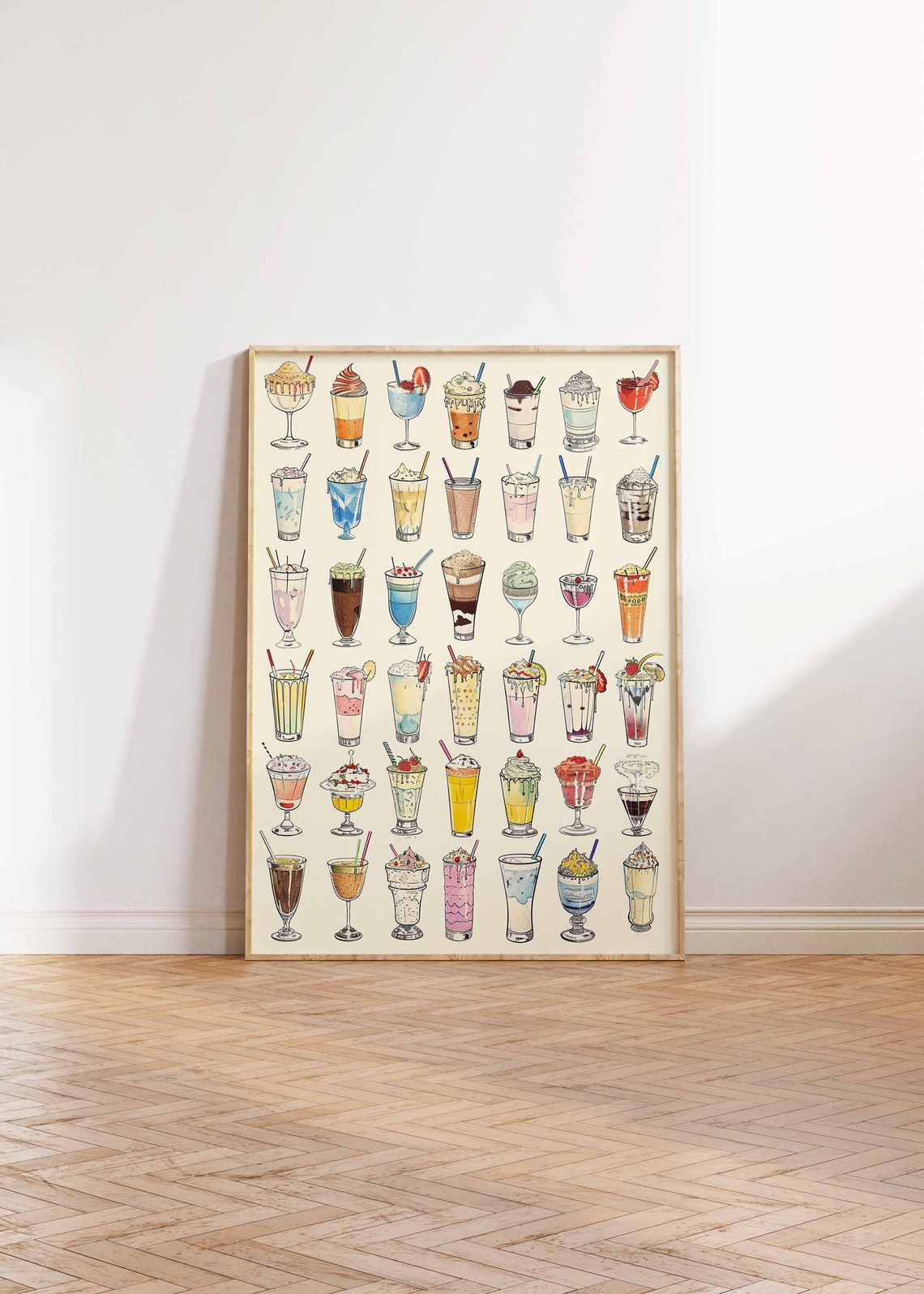 Illustrated Milkshake Collection Colorful Drinks Kitchen Poster Art - Image 2