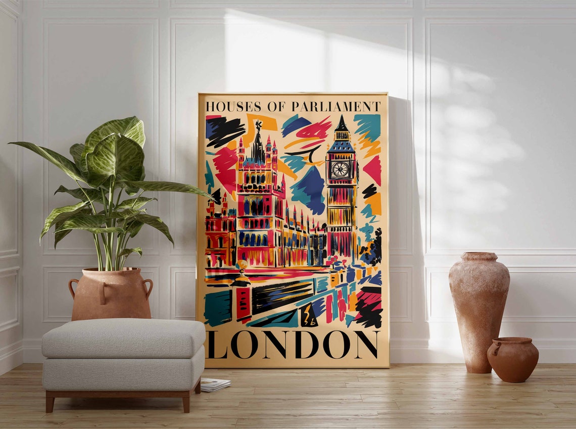 Houses Of Parliament Poster London Print London Art London Poster London Travel Print William Morris Print Vintage Decor - Image 3