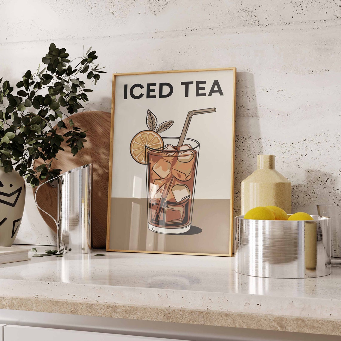 Iced Tea Bold Retro Lemon Slice Vintage Kitchen Cafe Decor Poster - Image 3