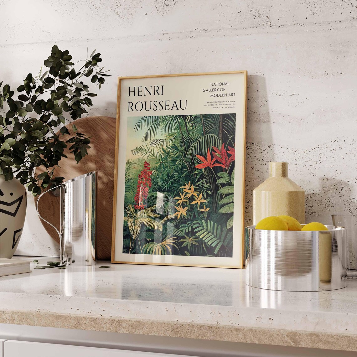 Henri Rousseau Red and Yellow Jungle Flowers National Gallery Poster - Image 3