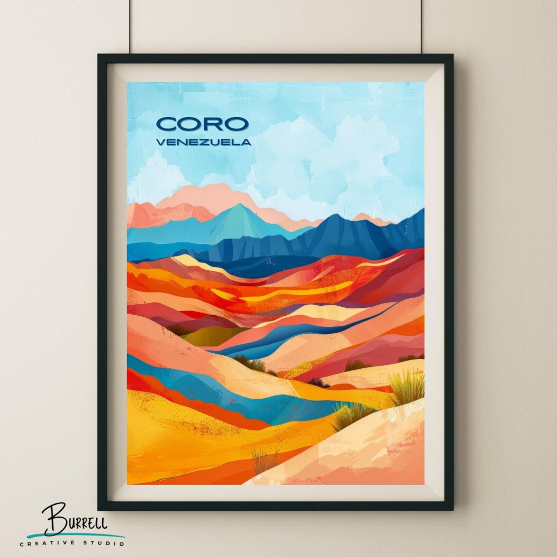 Coro Venezuela Dunes Desert National Park Colorful Travel Poster