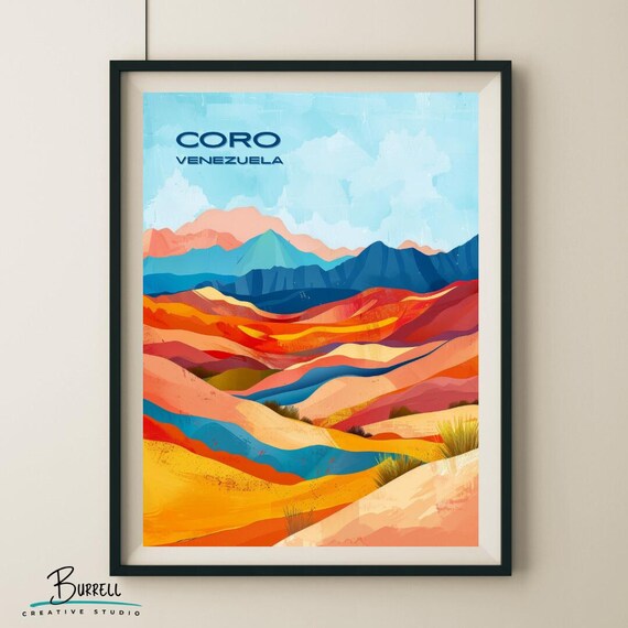 Coro Venezuela Dunes Desert National Park Colorful Travel Poster