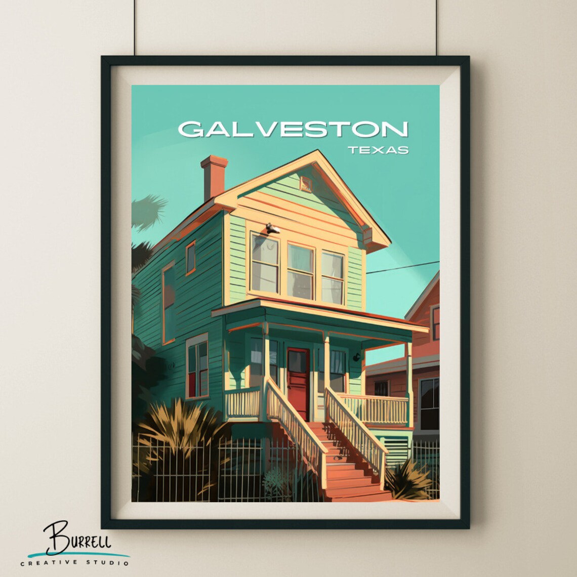 Galveston Texas Victorian House Porch Historic Home Travel Poster - Image 5