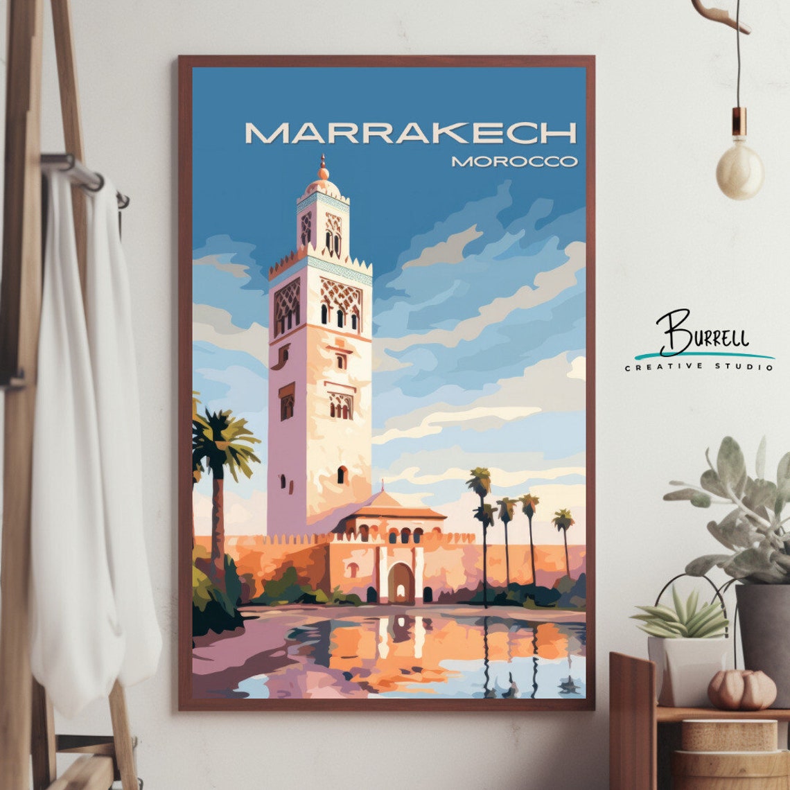 Marrakech Morocco Koutoubia Mosque Reflecting Pool Travel Art Poster - Image 4