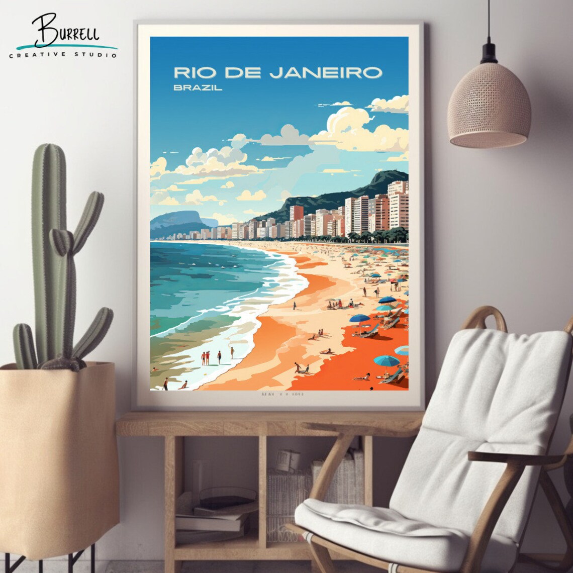 Rio Brazil Copacabana Beach Travel Poster Print - Image 2