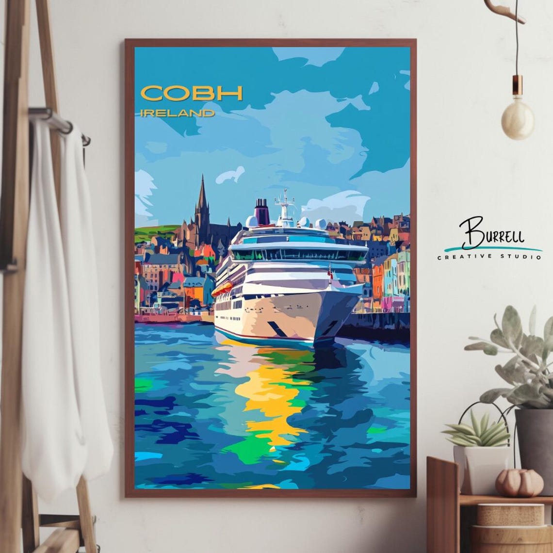 Cobh Ireland Cruise Ship Harbor Cathedral Spire Scenic Poster - Image 4
