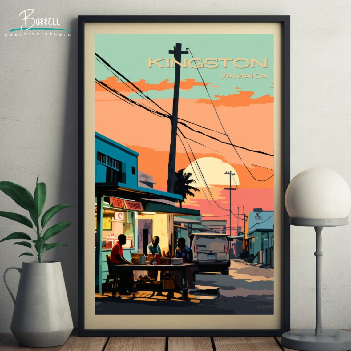 Kingston Jamaica Streetside Bar Travel Poster - Image 6