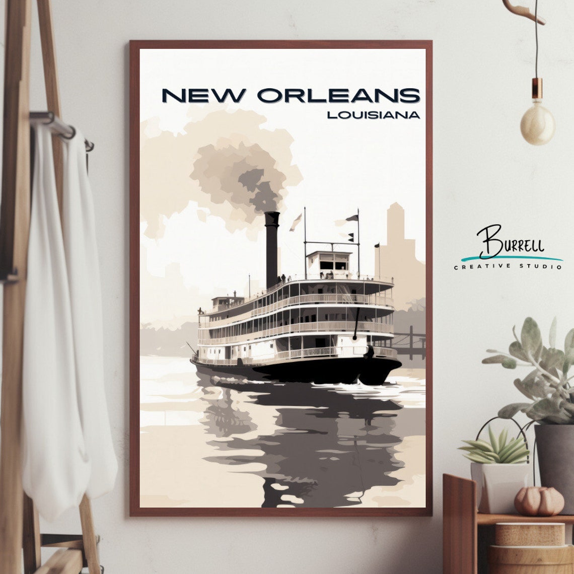 New Orleans Louisiana Steamboat Mississippi River Travel Poster - Image 3