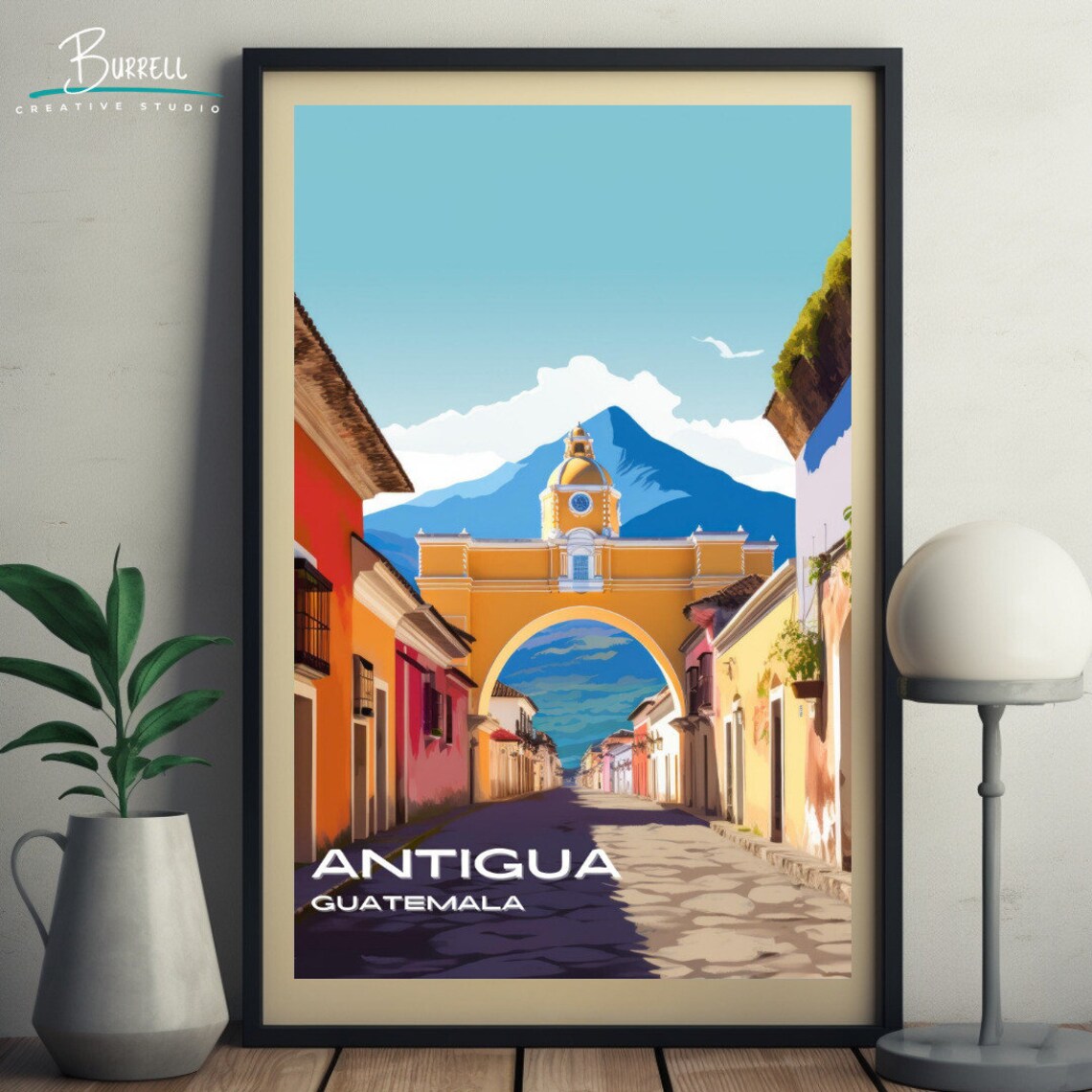 Antigua Guatemala Santa Catalina Arch Volcano Colonial Street Poster - Image 5