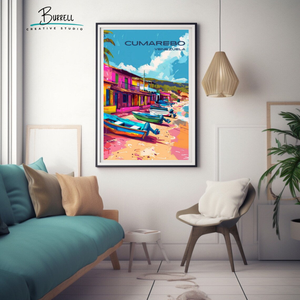 Cumarebo Venezuela Colorful Fishing Village Boats Harbor Poster - Image 3
