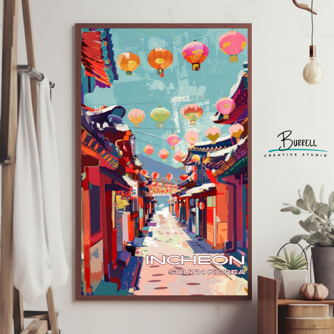 Incheon South Korea Chinatown Red Lantern Street Asia Travel Poster - Image 4