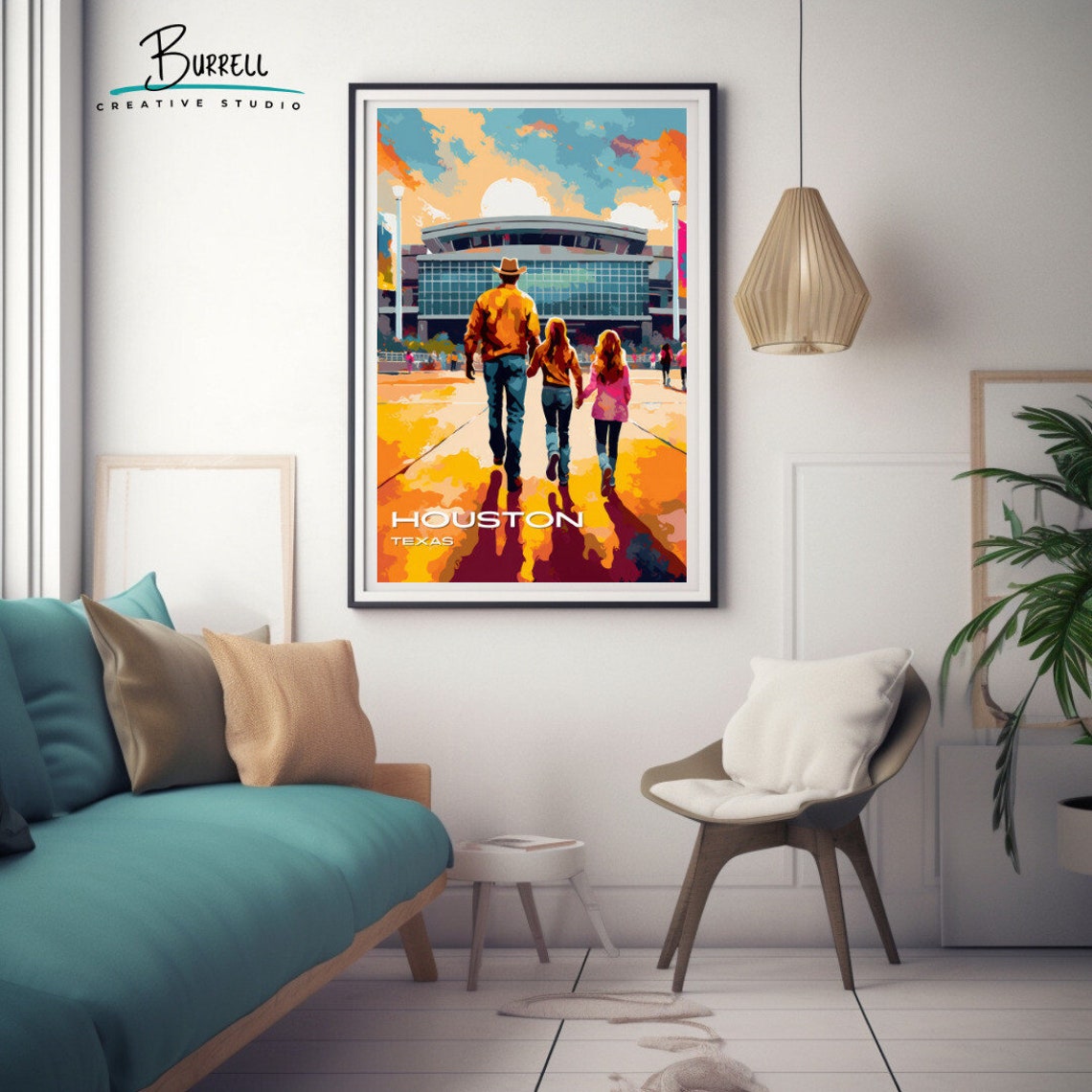 Houston Texas Rodeo Family Sunset Arena Western Spirit Travel Poster - Image 3