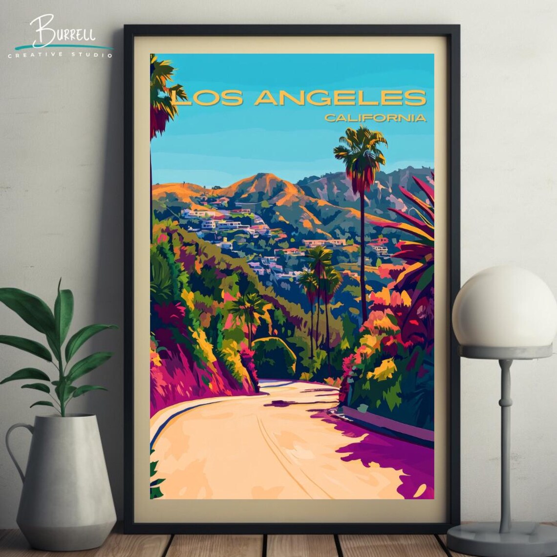 Los Angeles California Hills Winding Road Palms Scenic Travel Poster - Image 5