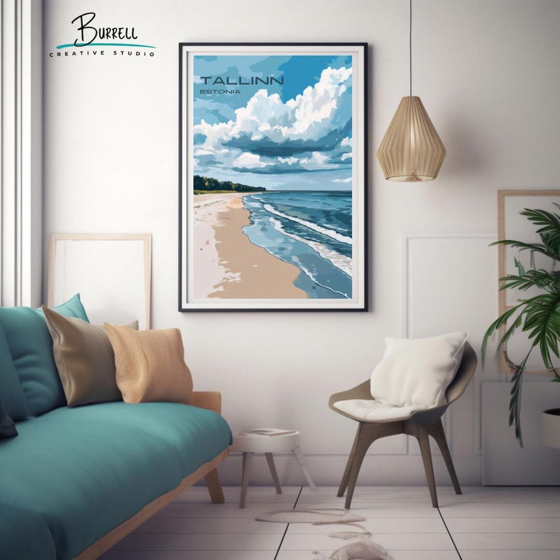 Tallinn Estonia Quiet Sandy Beach Dramatic Clouds Shore Poster - Image 3