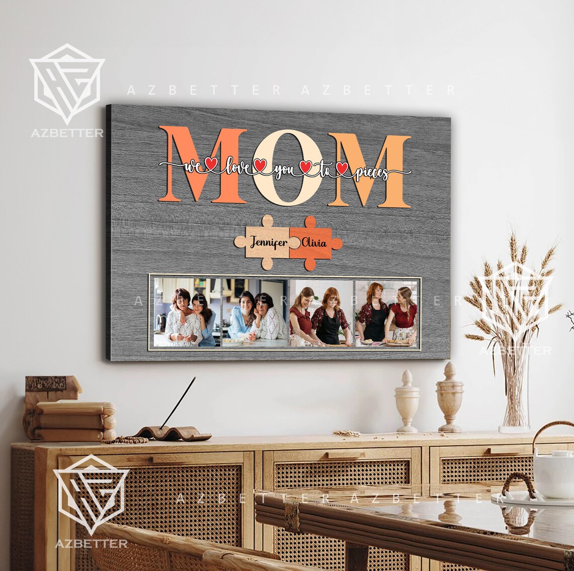 Mom We Love You to Pieces Family Photo Collage Puzzle Poster - Image 5