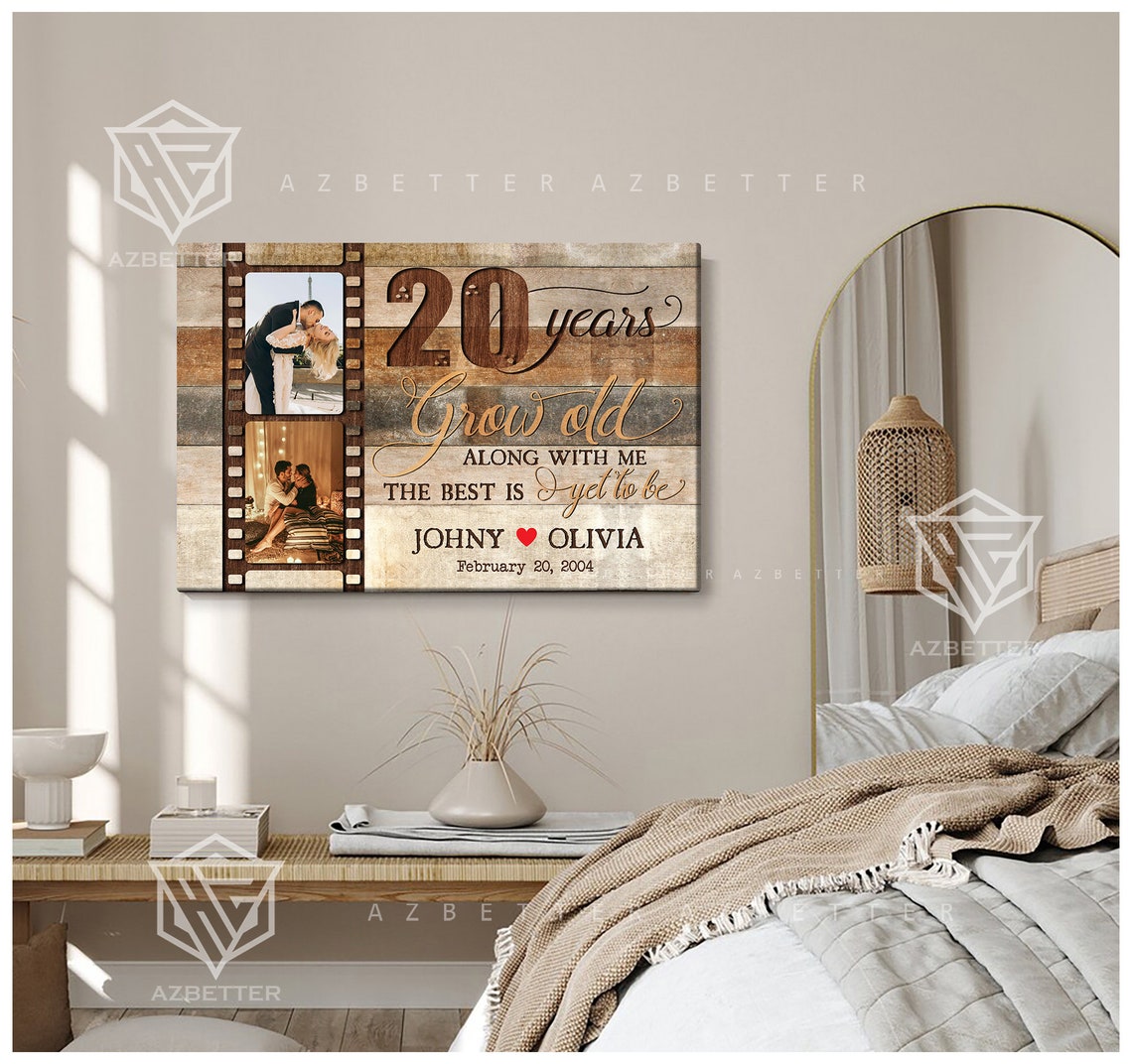 Personalized 20th Anniversary Grow Old Along With Me The Best Is Wedding 20 Anniversary Wall Art Custom Couple Photo Collage - Image 5