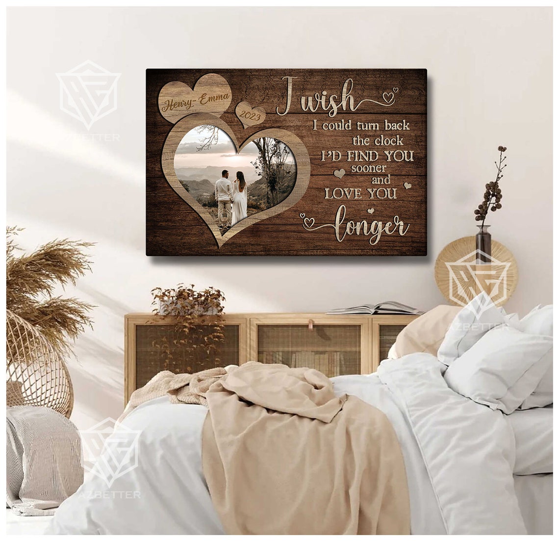Personalized Couple Heart Photo I Wish Turn Back the Clock Poster - Image 5