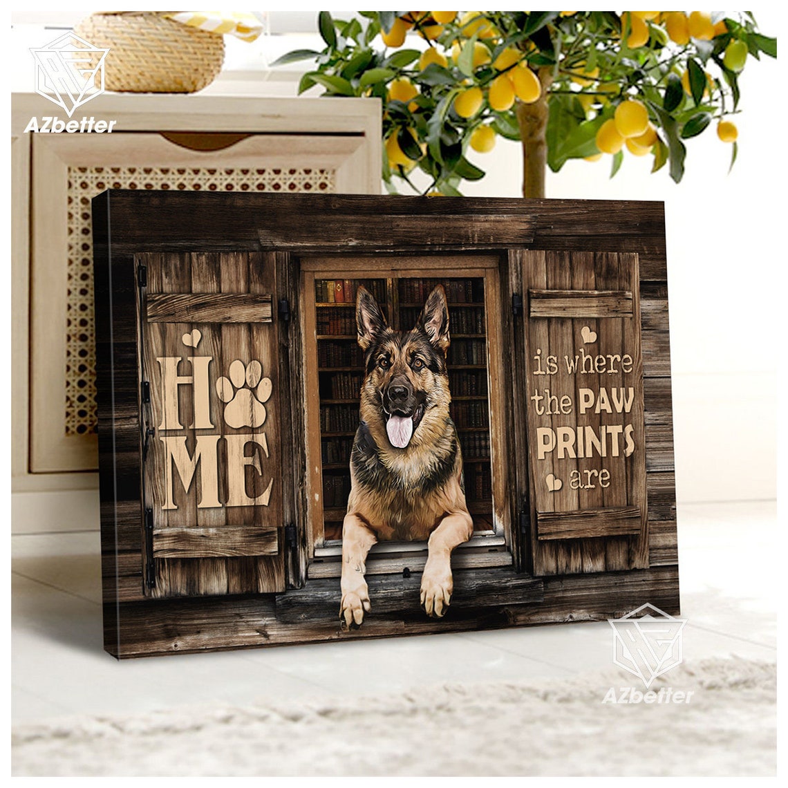 Home Is Where the Paw Prints Are German Shepherd Window Dog Poster