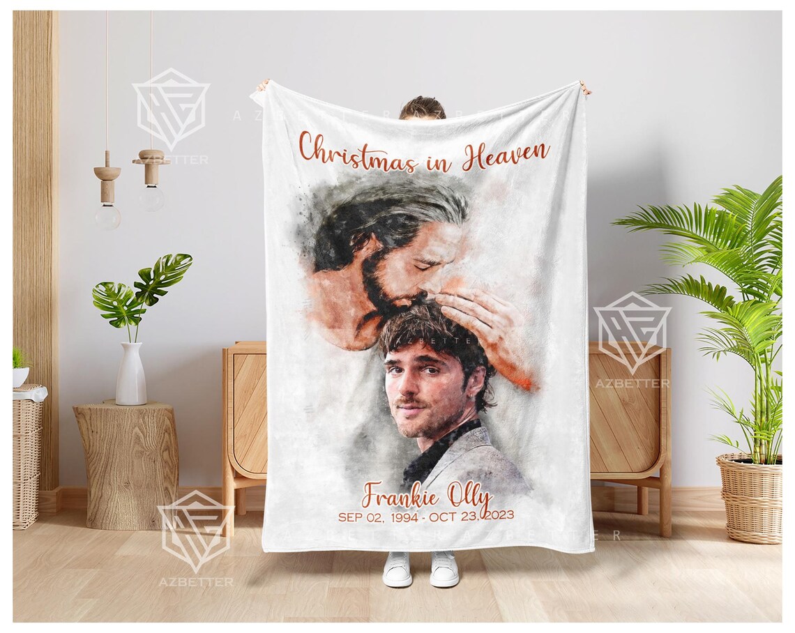 Safe in the Arms of Jesus Memorial Blanket Watercolor Portrait Print - Image 5